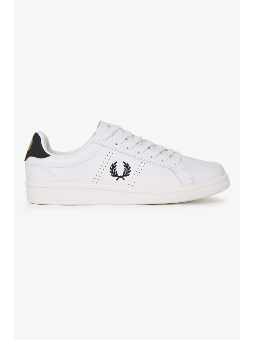 FRED PERRY B721 LEATHER SHOE WHITE/NAVY