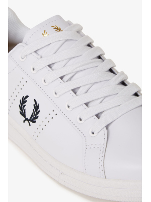 FRED PERRY B721 LEATHER SHOE WHITE/NAVY